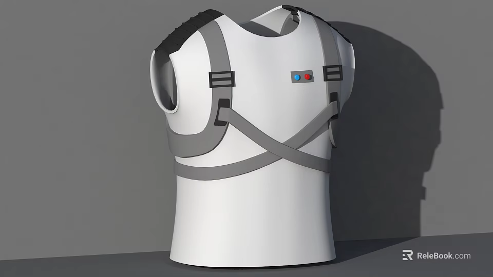 White Vest With Gray Shoulder Straps And Cross Straps Featuring Chest Logo Design 3d model 