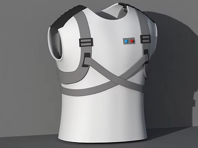 White Vest With Gray Shoulder Straps And Cross Straps Featuring Chest Logo Design 3d model