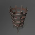 Vintage Industrial Equipment Vessel With Iron Hoops Wooden Slats And Stand Base