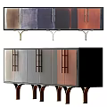 Modern Entryway Console And Side Cabinet Design With Multicolor Doors And Metal Legs