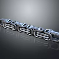 Metallic Chain With Connected Links On Black Background And Reflection 3d model