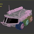 Military Armored Vehicle Weapon System With Multiple Missile Launchers And Large Wheels