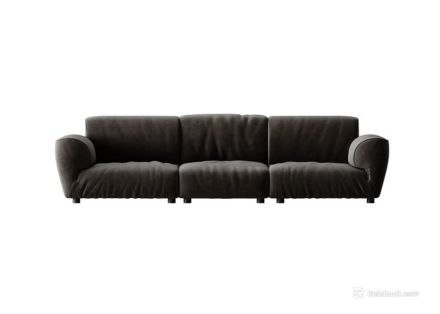 Modern Dark Gray Three Seater Sofa With Upholstered Design And Comfortable Seats 3d model
