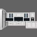 Modern Kitchen Cabinet Set With White Upper Lower Storage And Glass Doors