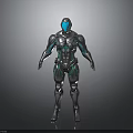 Futuristic Sci Fi Humanoid Robot With Silver Blue Glowing Armor Design 3d model