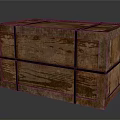 Rustic Vintage Wooden Crate With Black Straps And Weathered Wood Grain