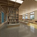 Modern Reading Room Primary School Library 3d model