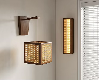 The ancient rattan wall lamp 3d model