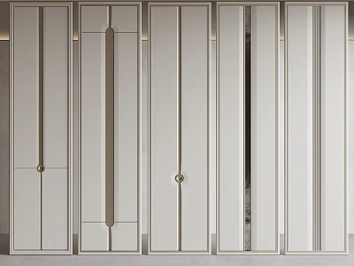 Modern Minimalist White Wall Panels With Vertical Lines And Mirror Accents For Interior Design 3d model