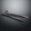 Ancient Rusted Metal Tool Artifact Isolated on Dark Background With Shadow 3d model