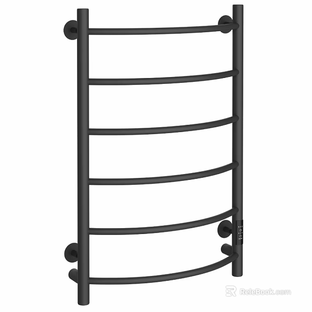 Black Metal Bathroom Towel Rack With Multiple Rails For Home Use 3d model 