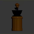 Manual Coffee Grinder With Wooden Base Black Grinding Bowl And Top Wooden Handle