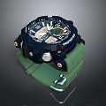 Sporty Watch with Black Dial Green Silicone Strap and Chronograph Function Modern Design
