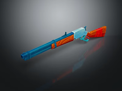 Colorful Toy Weapon With Blue Orange White Modern Plastic Design On Dark Background 3d model