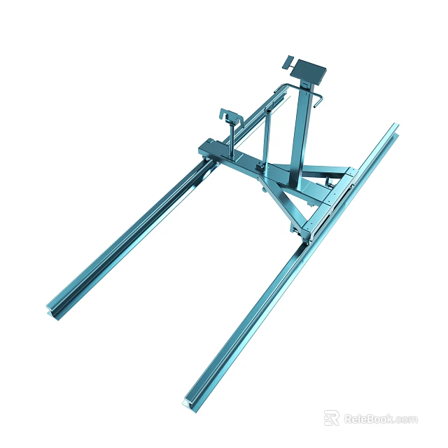 Blue Metal Mechanical Support Frame With Sturdy Bars And Connecting Components 3d model 
