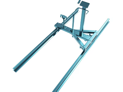 Blue Metal Mechanical Support Frame With Sturdy Bars And Connecting Components 3d model