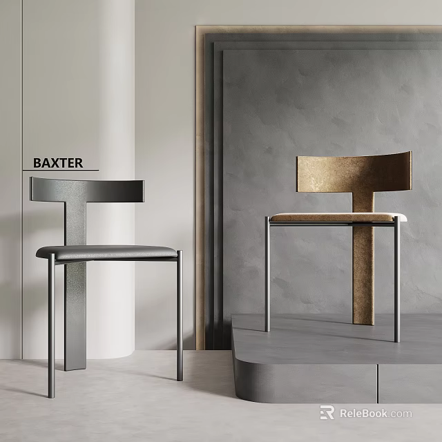 Modern Black And Gold Dining Chairs In Minimalist Interior With Sleek Frame 3d model 