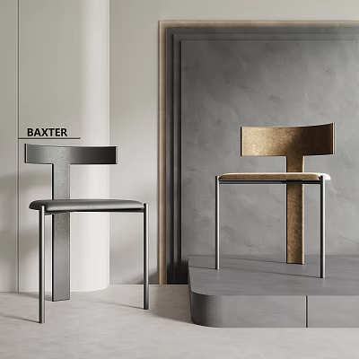 Modern Black And Gold Dining Chairs In Minimalist Interior With Sleek Frame 3d model