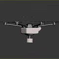 Modern Six Rotor Drone With Black Body And Blue Propellers Equipment