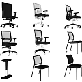 Various Ergonomic Office Chair Designs With Adjustable Features And Wheeled Bases