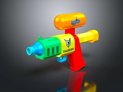 Colorful Toy Water Gun With Yellow Green Red Parts And Frontier Logo 3d model