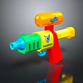 Colorful Toy Water Gun With Yellow Green Red Parts And Frontier Logo