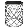 Modern Round Side Table With Metallic Interlaced Frame And Black Tabletop 3d model