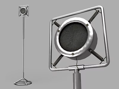 Professional Studio Microphones With Stand Shock Mount Metal Frame Circular Head Square Top 3d model