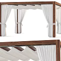 White Sheer Curtains With Wooden Frame And Tiebacks For Home Interior Decor