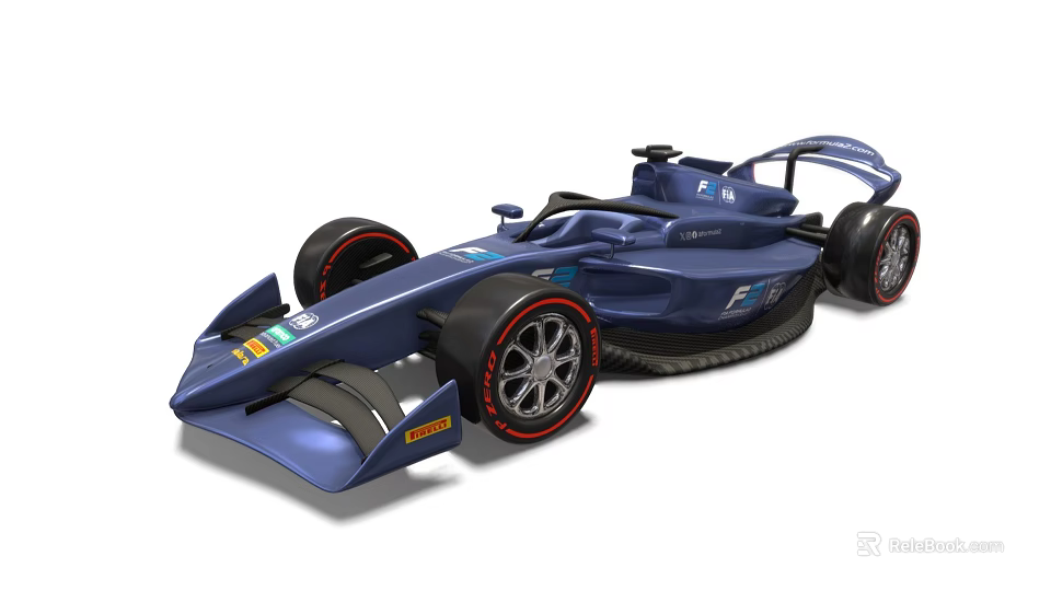Blue F1 Race Car With Sleek Aerodynamic Body And Large Wheels 3d model 