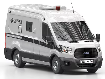 CITYBANK Armored Security Van With Red Warning Light And Black Stripes 3d model