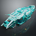 Futuristic Teal Spaceship Model With Detailed Structure For Cosmic Exploration And Space Travel