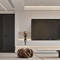 Modern Living and Dining Room Interior with Neutral Tones Sofa Wall Art and Decorative Accents