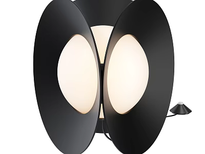 Modern Black Table Lamp With Dual Circular Shades And Soft Warm Lighting 3d model