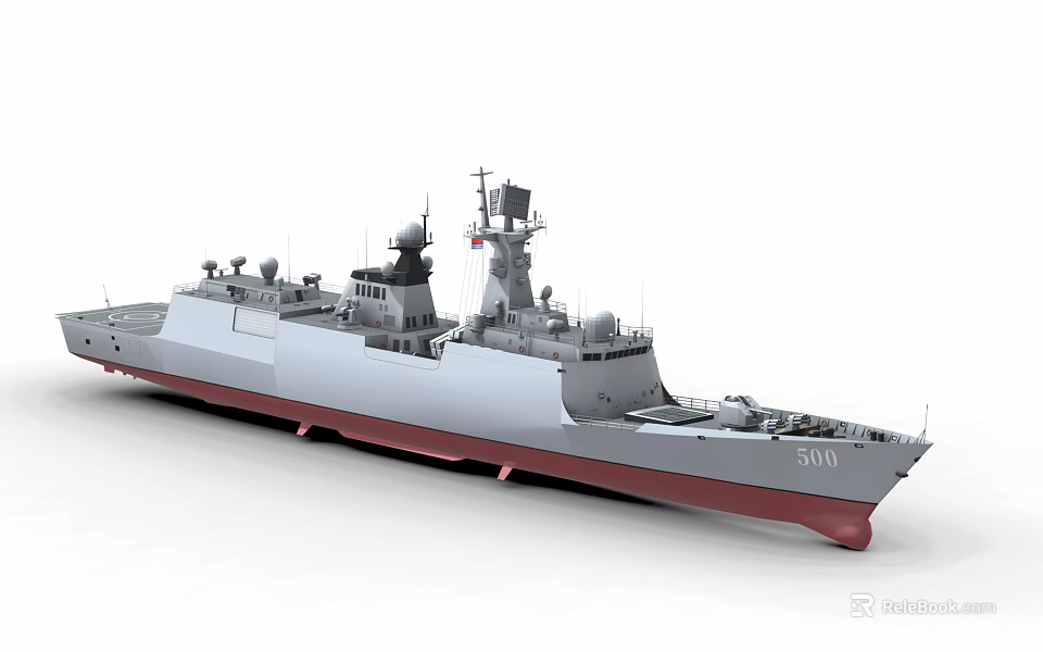 Modern Warship With Grey Hull Red Bottom Radar Systems And Hull Number 510 3d model 