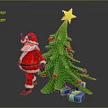 Festive Christmas Scene With Santa Claus Green Tree Star Ornaments And Gift Boxes