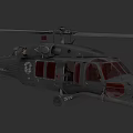 Black Military Helicopter With Rotors And Red Tinted Windows Design