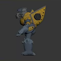 Armored Character Creature 3D Model Design With Yellow Blue Armor And Clawed Feet