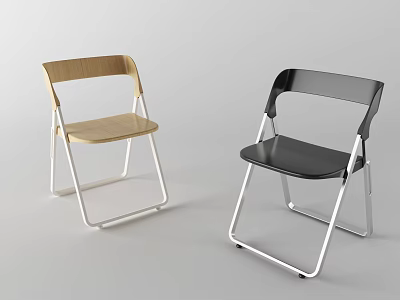 Modern Leisure Chairs With Light Wood And Black Seats Metal Frame Design 3d model