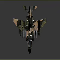Camouflage Fighter Jet With Missiles Under Wings And Detailed Paint On Gray Display Background