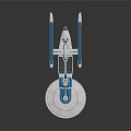 Futuristic Sci Fi Spaceship With Disc Shaped Hull And Blue Engine Nacelles 3d model