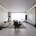 Modern Living Dining Room Interior Design With Large TV Wall Sofa And Round Coffee Table