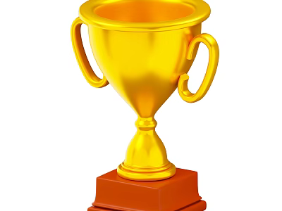 Decorative Gold Trophy Ornament Set With Double Handles And Red Base 3d model
