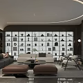 Modern Luxury Lounge Interior Design With Sofa Coffee Table Bookshelf And TV