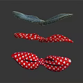 Fashionable Bow Ties Collection Featuring Blue Red Polka Dots And Hearts Patterns 3d model