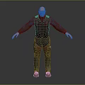 Bald Male Character 3D Model Wearing Sci Fi Leather Vest With Metal Details Standing Pose