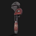 Durable Hardware Tools Adjustable Wrench With Red Handle And Metal Construction 3d model