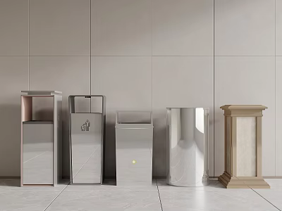 Modern Trash Bin Designs With Various Materials And Styles For Home 3d model