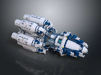 LEGO Space Station Model With White And Blue Cylindrical Modules And Detailed Structure 3d model