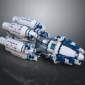 LEGO Space Station Model With White And Blue Cylindrical Modules And Detailed Structure 3d model